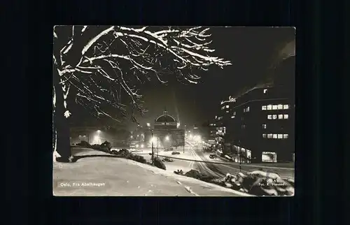 Oslo Norwegen Fra Abelhaugen bei Nacht im Winter / Oslo /