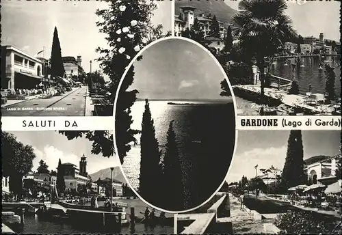 Gardone Riviera Lago di Garda Teilansichten Uferpromenade Abendstimmung Steg Kat. Italien