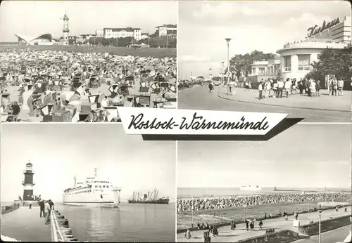 Rostock Warnemuende Teepott Gaststaette HO Moleneinfahrt Leuchtturm Dampfschiff Kat. Rostock