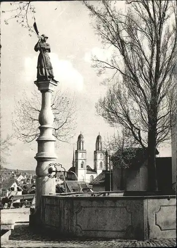 Zuerich Brunnen Tapfere Zuercherin Grossmuenster / Zuerich /Bz. Zuerich City