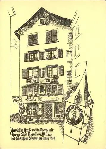 Zuerich Restaurant Kaisers Reblaube Goethe Stuebli Turmuhr Kuenstlerkarte / Zuerich /Bz. Zuerich City