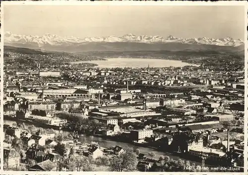 Zuerich mit Zuerichsee Alpenpanorama / Zuerich /Bz. Zuerich City