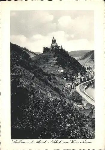 Cochem Mosel Blick von Haus Krain Reichsburg Kat. Cochem