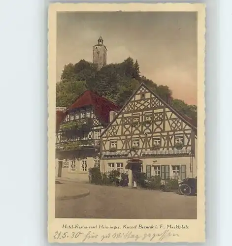 Bad Berneck Marktplatz Hotel Restaurant Heissinger * 1930