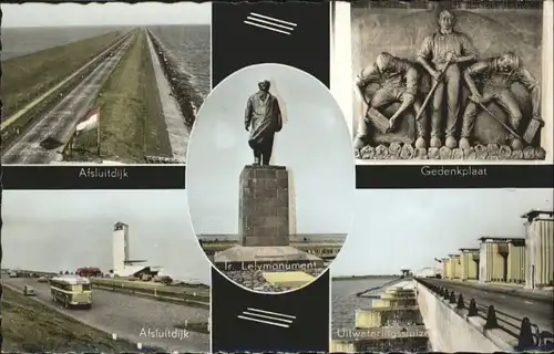 Afsluitdijk Lelymonument Gedenkplaat / Niederlande /