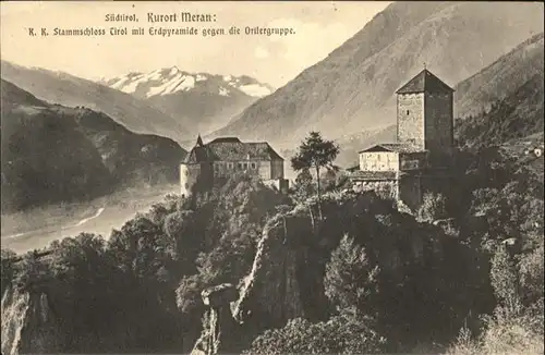 Meran Stammschloss Tirol Erdpyramide Ortlergruppe / Italien /