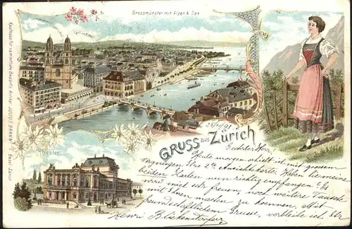Zuerich Grossmuenster Theater Bruecke Schiff  / Zuerich /Bz. Zuerich City