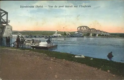 Djerablouse Pont detruit Euphrat / Syrien /