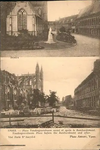 Ypres Ypern West Vlaanderen Place Vandenpeeteboom
avant le Bombardement et apres /  /