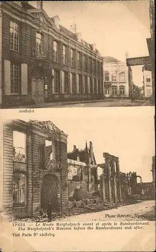 Ypres Ypern West Vlaanderen Muste Merghelynck avant et aprÃ¨s ole Bombardement /  /