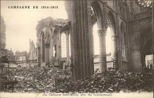 Ypres The Cathedral Saint Martin after the bombardment *