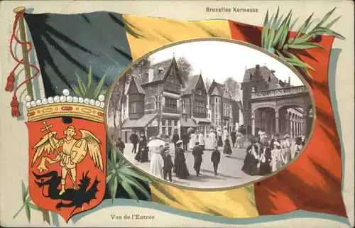 ws85831 Bruxelles Bruessel Kermesse Vue de l'Entree Flagge x Kategorie.  Alte Ansichtskarten