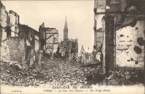 Ypres la Rue des Chiens Zerstoerung *