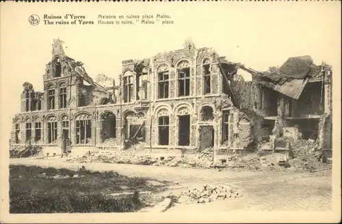 Ypres Maisons en ruines place Malou *