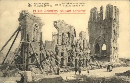 Ypres Ruines Halles Beffroi *