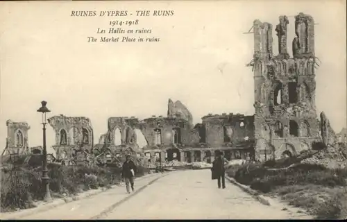 Ypres Halles Ruines Market Place Zerstoerung *