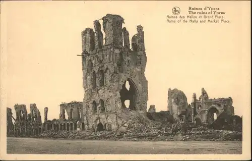 Ypres Halles Grand Place Ruines Zerstoerung *