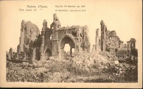 Ypres Eglise St. Martin Zerstoerung Ruines *