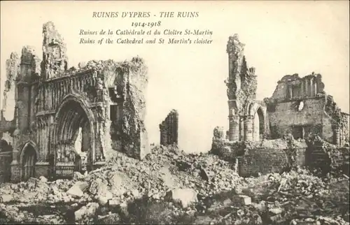 Ypres Cathedrale Cloitre St. Martin Ruines Zerstoerung *