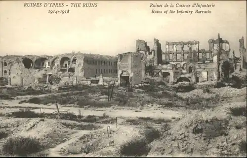 Ypres Caserne Infanterie Ruines Zerstoerung *