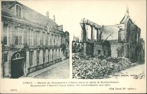 Ypres Maison Bourgmestre Colaert Bombardement Zerstoerung *