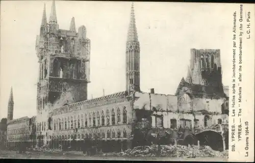 Ypres Halles Bombardement Zerstoerung *