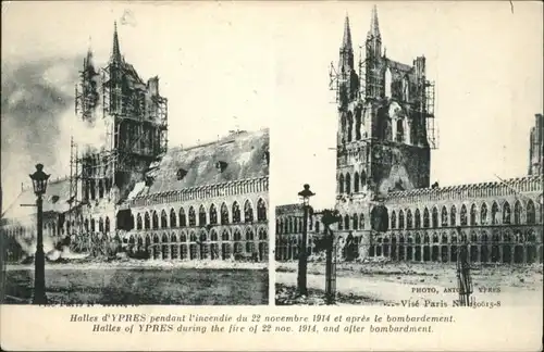 Ypres Halles Bombardement Zerstoerung *