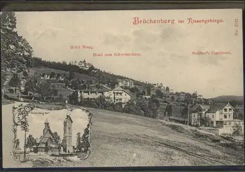 Brueckenberg Riesengebirge Hotel Wang Hotel zum Schweizerhaus Strietzels Konditorei Kirche Wang x