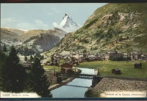 ww89500 Zermatt VS Zermatt Cervin Bruecke * Kategorie. Zermatt Alte Ansichtskarten