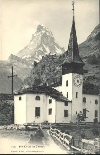 ww89589 Zermatt VS Zermatt Kirche * Kategorie. Zermatt Alte Ansichtskarten