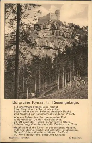 Kynast Riesengebirge Burg Ruine Gedicht E. Eisendick x