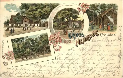 Neurode Kreis Lueben Gasthof zum Waldschloss Foersterei Olga-Huette Litho x