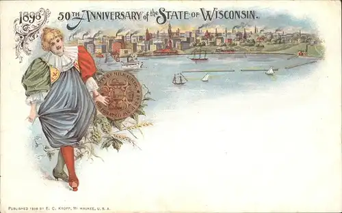 Wisconsin 50th Anniversary ot the State Kuenstlerkarte / United States /