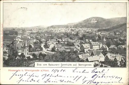 Wernigerode Hasserode Blick von der Sennhuette