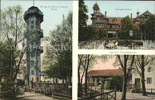wx74354 Loebau Sachsen Honigbrunnen Koenig Friedrich August-Turm Kategorie. Loebau Alte Ansichtskarten