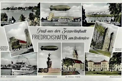 Friedrichshafen Bodensee Friedrichshafen Hafenbahnhof Zeppelin St Nikolauskirche Schlosskirche * / Friedrichshafen /Bodenseekreis LKR
