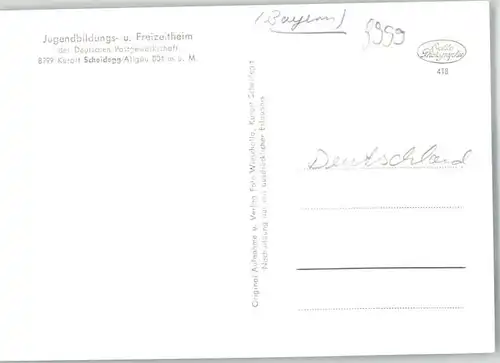 Scheidegg Allgaeu Scheidegg Freizeitheim Postgewerkschaft * / Scheidegg /Lindau LKR