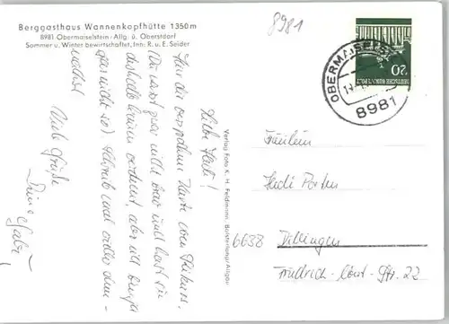 Obermaiselstein Obermaiselstein Gasthaus Wannenkopfhuette x / Obermaiselstein /Oberallgaeu LKR