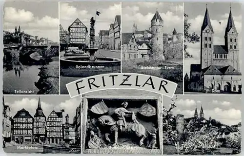 Fritzlar Fritzlar Rolandbrunnen Bleichentor Turm Rathaus Relief * / Fritzlar /Schwalm-Eder-Kreis LKR