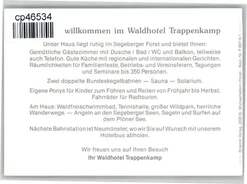 Wahlstedt Wahlstedt ? Waldhotel Trappenkamp * / Wahlstedt /Segeberg LKR