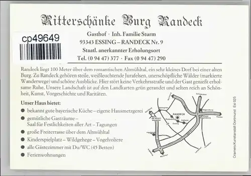Randeck Kelheim Randeck Kelheim Ritterschaenke Burg Randeck * / Essing /Kelheim LKR