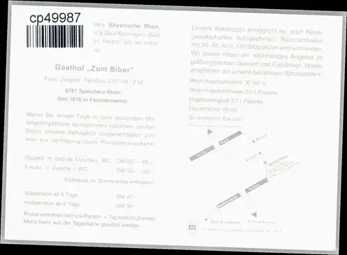 Speicherz Speicherz Gasthof zum Biber * / Motten /Bad Kissingen LKR