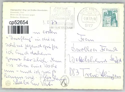 Bad Toelz Bad Toelz [Stempelabschlag] Gasthof Eng Grossen Ahornboden x / Bad Toelz /Bad Toelz-Wolfratshausen LKR