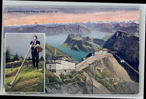 Pilatus Kulm Pilatus Kulm Sonnenaufgang Alphornblaeser * / Pilatus Kulm /Bz. Obwalden