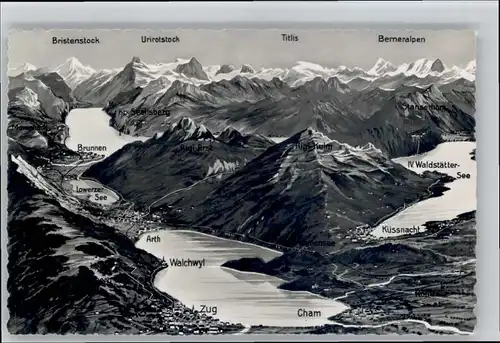 Zug ZG Zug Bristenstock Uriotstock Titlis Fliegeraufnahme * / Zug /Bz. Zug
