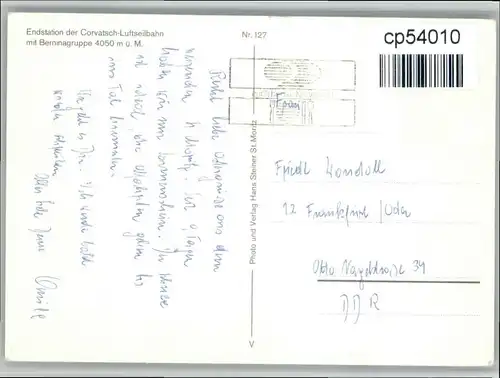 St Moritz GR St Moritz [Handschriftlich] Corvatsch Luftseilbahn x / St Moritz /Bz. Maloja