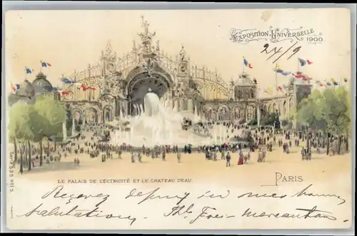 Paris Paris Exposition Universelle Palais Eletricite Chateau Eau Litho x / Paris /Arrond. de Paris
