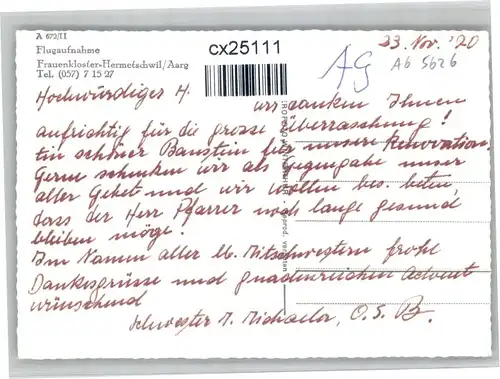 Hermetschwil-Staffeln Hermetschwil-Staffeln Fliegeraufnahme Frauen Kloster * / Hermetschwil-Staffeln /Bz. Bremgarten