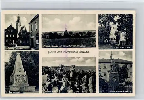 Bechtheim Rheinhessen Bechtheim Kirche Ehrenmal Weinlese Kriegerdenkmal x / Bechtheim /Alzey-Worms LKR