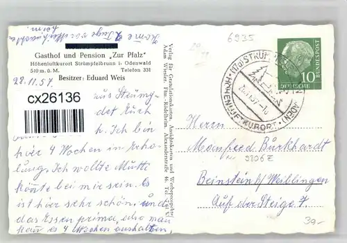 Struempfelbrunn Struempfelbrunn Gasthaus Pension zur Pfalz x / Waldbrunn /Neckar-Odenwald-Kreis LKR